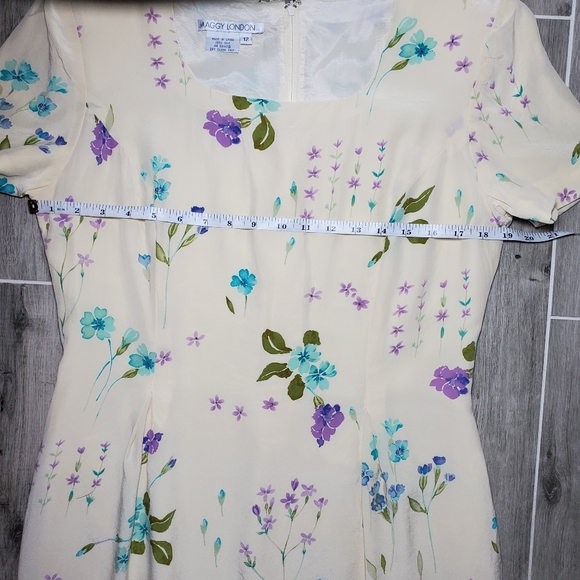 VINTAGE Silk Floral Tea Dress Size 12 - Picture 6 of 12